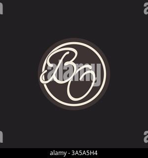 Initial letter BO monogram logo with simple and creative cirle line design ideas vector graphic Stock Vector