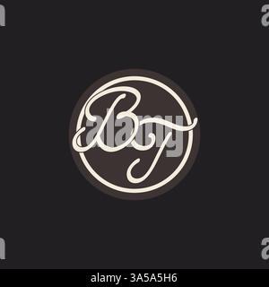 Initial letter BT monogram logo with simple and creative cirle line design ideas vector graphic Stock Vector