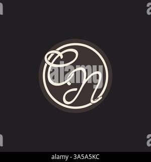 Initial letter CN monogram logo with simple and creative cirle line design ideas vector graphic Stock Vector