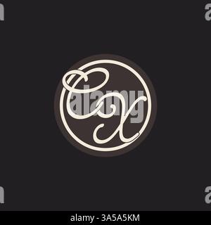 Initial letter CX monogram logo with simple and creative cirle line design ideas vector graphic Stock Vector