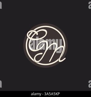 Initial letter CM monogram logo with simple and creative cirle line design ideas vector graphic Stock Vector