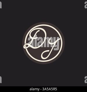 Initial letter DI monogram logo with simple and creative cirle line design ideas vector graphic Stock Vector