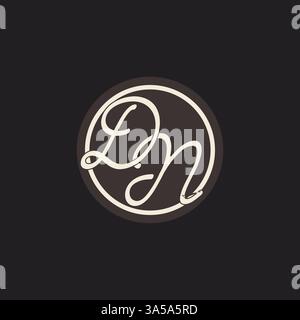 Initial letter DN monogram logo with simple and creative cirle line design ideas vector graphic Stock Vector