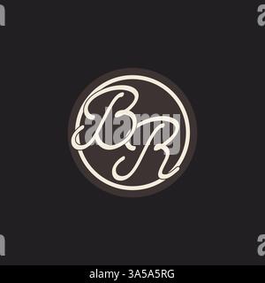 Initial letter BR monogram logo with simple and creative cirle line design ideas vector graphic Stock Vector