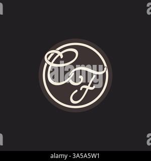 Initial letter CF monogram logo with simple and creative cirle line design ideas vector graphic Stock Vector