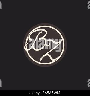Initial letter BZ monogram logo with simple and creative cirle line design ideas vector graphic Stock Vector