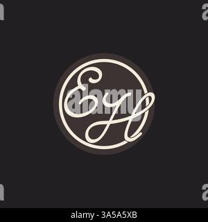 Initial letter EH monogram logo with simple and creative cirle line design ideas vector graphic Stock Vector