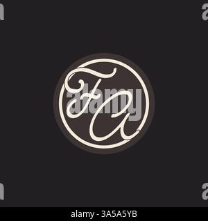 Initial letter FA monogram logo with simple and creative cirle line design ideas vector graphic Stock Vector