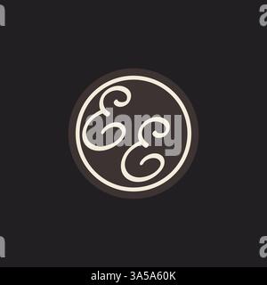 Initial letter EE monogram logo with simple and creative cirle line design ideas vector graphic Stock Vector
