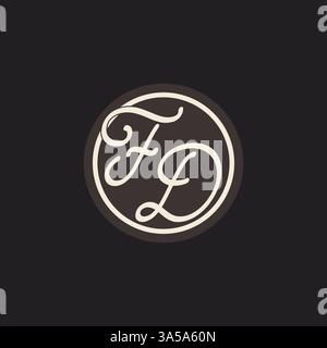 Initial letter FD monogram logo with simple and creative cirle line design ideas vector graphic Stock Vector
