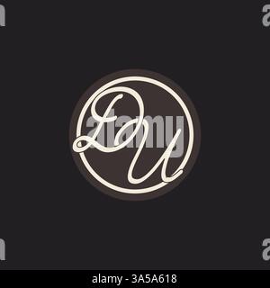 Initial letter DU monogram logo with simple and creative cirle line design ideas vector graphic Stock Vector