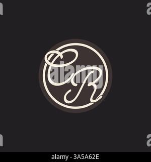 Initial letter CR monogram logo with simple and creative cirle line design ideas vector graphic Stock Vector