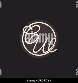 Initial letter CW monogram logo with simple and creative cirle line design ideas vector graphic Stock Vector