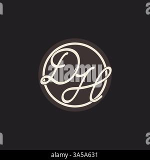 Initial letter DH monogram logo with simple and creative cirle line design ideas vector graphic Stock Vector