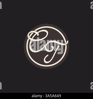 Initial letter CT monogram logo with simple and creative cirle line design ideas vector graphic Stock Vector
