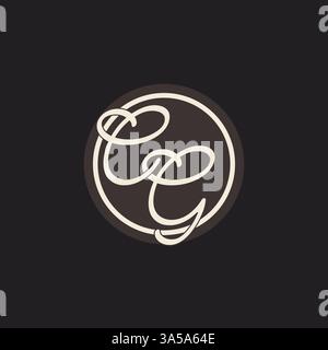 Initial letter CG monogram logo with simple and creative cirle line design ideas vector graphic Stock Vector