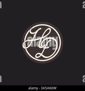 Initial letter HD monogram logo with simple and creative cirle line design ideas vector graphic Stock Vector