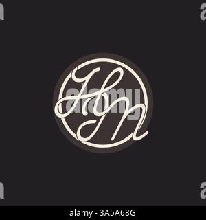 Initial letter HM monogram logo with simple and creative cirle line design ideas vector graphic Stock Vector