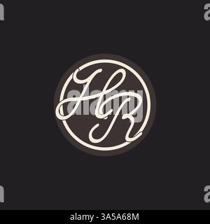 Initial letter HR monogram logo with simple and creative cirle line design ideas vector graphic Stock Vector