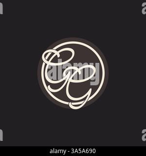 Initial letter GG monogram logo with simple and creative cirle line design ideas vector graphic Stock Vector