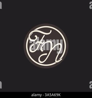 Initial letter FN monogram logo with simple and creative cirle line design ideas vector graphic Stock Vector