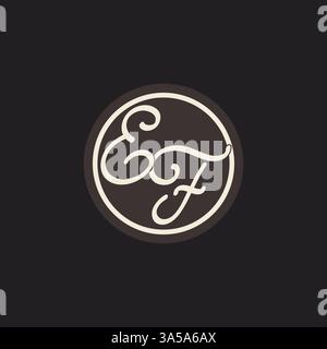 Initial letter EF monogram logo with simple and creative cirle line design ideas vector graphic Stock Vector