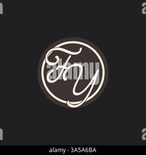 Initial letter FY monogram logo with simple and creative cirle line design ideas vector graphic Stock Vector