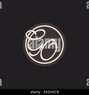 Initial letter GO monogram logo with simple and creative cirle line design ideas vector graphic Stock Vector