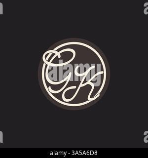 Initial letter GK monogram logo with simple and creative cirle line design ideas vector graphic Stock Vector
