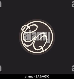 Initial letter GQ monogram logo with simple and creative cirle line design ideas vector graphic Stock Vector