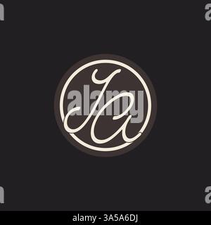 Initial letter JA monogram logo with simple and creative cirle line design ideas vector graphic Stock Vector
