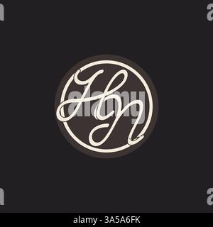 Initial letter HN monogram logo with simple and creative cirle line design ideas vector graphic Stock Vector