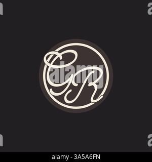 Initial letter GR monogram logo with simple and creative cirle line design ideas vector graphic Stock Vector