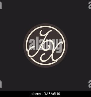Initial letter JX monogram logo with simple and creative cirle line design ideas vector graphic Stock Vector