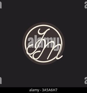 Initial letter JM monogram logo with simple and creative cirle line design ideas vector graphic Stock Vector