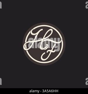 Initial letter HF monogram logo with simple and creative cirle line design ideas vector graphic Stock Vector