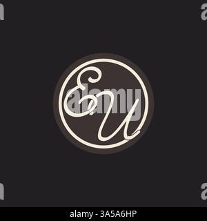 Initial letter EU monogram logo with simple and creative cirle line design ideas vector graphic Stock Vector