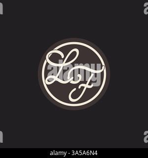 Initial letter LF monogram logo with simple and creative cirle line design ideas vector graphic Stock Vector