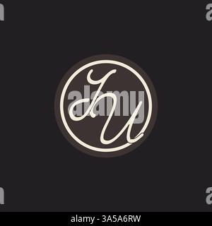 Initial letter IU monogram logo with simple and creative cirle line design ideas vector graphic Stock Vector