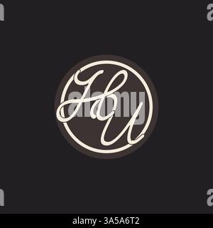 Initial letter HU monogram logo with simple and creative cirle line design ideas vector graphic Stock Vector