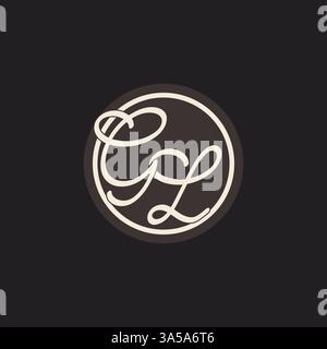 Initial letter GL monogram logo with simple and creative cirle line design ideas vector graphic Stock Vector