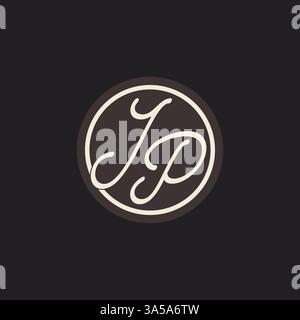 Initial letter JP monogram logo with simple and creative cirle line ...