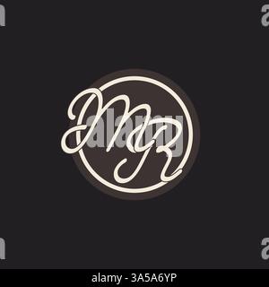Initial letter MR monogram logo with simple and creative cirle line design ideas vector graphic Stock Vector