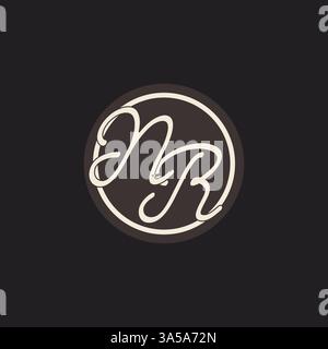 Initial letter NR monogram logo with simple and creative cirle line design ideas vector graphic Stock Vector