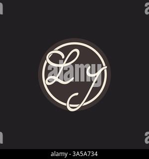 Initial letter LJ monogram logo with simple and creative cirle line design ideas vector graphic Stock Vector