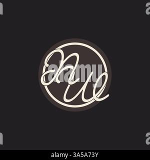 Initial letter NW monogram logo with simple and creative cirle line design ideas vector graphic Stock Vector