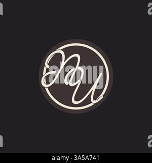 Initial letter NU monogram logo with simple and creative cirle line design ideas vector graphic Stock Vector