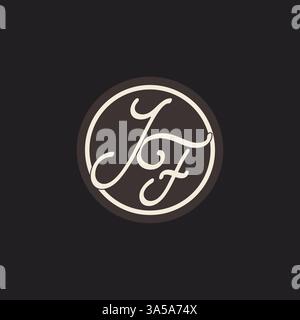 Initial letter JF monogram logo with simple and creative cirle line design ideas vector graphic Stock Vector