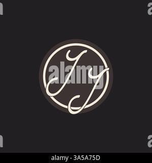 Initial letter JJ monogram logo with simple and creative cirle line design ideas vector graphic Stock Vector