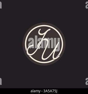 Initial letter JU monogram logo with simple and creative cirle line design ideas vector graphic Stock Vector